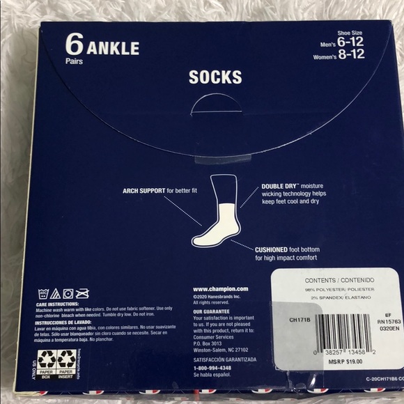CHAMPION 6-Pack Ankle Socks - Picture 2 of 2